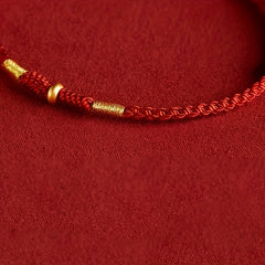 Women's Adjustable Red & Golden Lucky Charm Bracelet: Bohemian Style for Good Luck & Protection