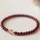 Elegant French-Inspired Natural Garnet Bead Bracelet - Love & Friendship Energy