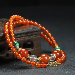 Vintage Red Agate Beaded Necklace for Vitality, Protection, and Grounded Elegance