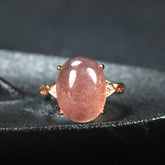 Elegant Pink Strawberry Quartz Ring - Harmonious Energy for Love & Emotional Healing