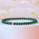 Vintage Green Agate Beaded Bracelet Retro Feng Shui Energy Balance Daily Wear