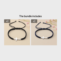 Steel Cross Bracelet - Adjustable Hand Woven Cross for Spiritual Protection & Daily Wear