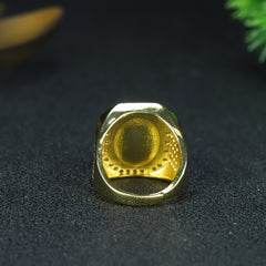 Chicken Oil Yellow Jade Adjustable Ring for Men - Grounding Energy & Timeless Style Jewelry