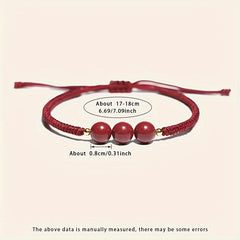 Luxury Handmade Bead Bracelet - Red & Golden Elegance for Energy & Prosperity