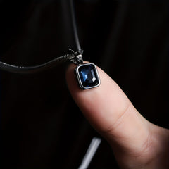 1pc Minimalist Fashion Snake Chain Necklace for Men: Stainless Steel with Blue Cubic Zirconia for Protection & Clarity