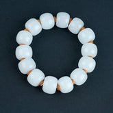 Natural White Jade Beaded Bracelet for Tranquility & Positive Energy Traditional Style