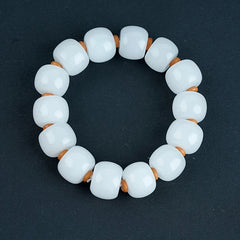 Natural White Jade Beaded Bracelet for Tranquility & Positive Energy Traditional Style