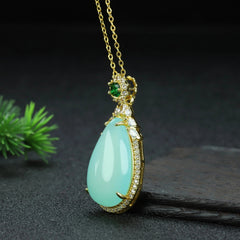 Elegant Sky Blue Agate Pendant Necklace for Calmness, Communication, and Style