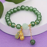 Green Jade Beaded Bracelet with Lucky Charms – Feng Shui Energy & Spiritual Harmony Beaded Bracelet, Glass, Style, Hand String Accessories, Bestie, Peace, Hand String