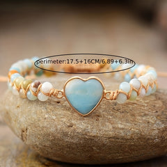 Natural Stone Love Heart Bracelet - Elegant Energy for Women’s Daily Wear