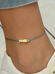 Delicate Fish-Shaped Charm Anklet - Beach-Inspired Energy for Everyday Wear