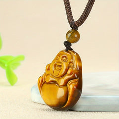 Natural Stone Pendant Necklace - Vibrant Orange & Black Energy