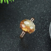 Vintage Crystal Ring for Women with Earthy Marbled Pattern Openwork Design, Grounding & Spiritual Connection Jewelry