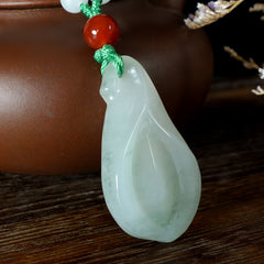 Long Necklace with Natural Stone Trumpet Flower Pendant - Harmony and Spiritual Connection for Men and Women