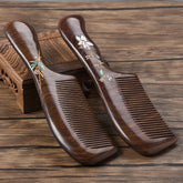 Black Golden Sandalwood Comb - Natural Handmade Massage Tool for Hair Care & Relaxation