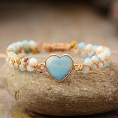 Natural Stone Love Heart Bracelet - Elegant Energy for Women’s Daily Wear