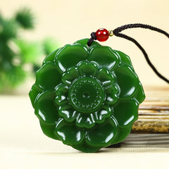 Natural Stone Green Lotus Pendant Necklace - Spiritual Balance & Harmony
