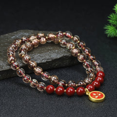 Men's Cinnabar Stone Beaded Necklace for Grounding, Vitality & Spiritual Protection