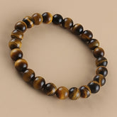 Natural Tiger Eye Stone Bracelet - Handcrafted Elastic Bead Bracelet for Protection & Daily Wear