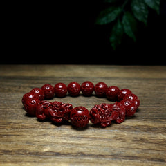 Imperial Cinnabar Six-Word Mantra Bracelet — Protection, Wealth & Auspicious Energy Amulet