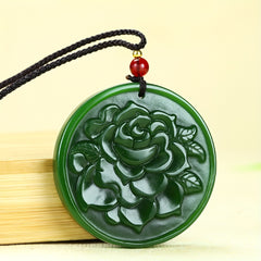 Green Jade Rose Pendant for Unconditional Love, Emotional Healing & Heart Chakra Balance