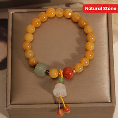 Natural Yellow Jade Energy Bracelet with Campanula Pendant – Harmony, Protection & Spiritual Healing