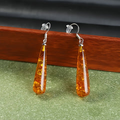 Boho Chic Teardrop Earrings - Golden-Yellow Resin for Festive Elegance & Spiritual Balance