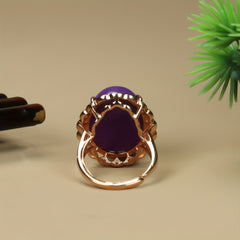 Emperor Purple Agate Adjustable Ring | Vintage Style Statement Ring for Intuition, Royal Energy, and Spiritual Protection