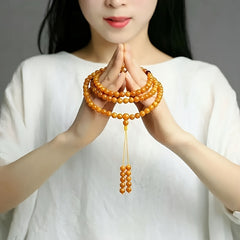 108 Natural Amber Beads Bracelet - Spiritual Healing & Meditation Energy