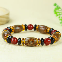 Vintage Mosaic Agate Pendant Necklace for Grounding, Protection, and Timeless Style for Men & Women