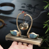 Swan Lake Dual-Use Metal Incense Burner | Harmony & Prosperity Enhancer for Home Decor