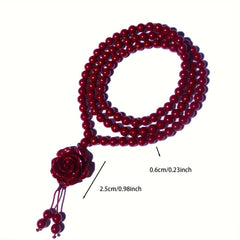 Rose Pendant Cinnabar Necklace - Unisex Good Luck Charm for Spiritual Protection