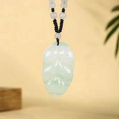 Elegant Natural Jade Leaf Pendant for Wisdom, Protection, and Grounded Energy