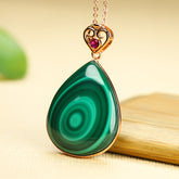 Elegant Malachite Water Drop Pendant for Healing, Protection & Emotional Balance