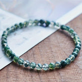 Moss Agate Beaded Stretch Bracelet - Elegant Green Stone for Daily Energy Balance & Gift-Giving