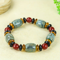 Vintage Bohemian Three-Eye Agate Necklace for Spiritual Protection & Emotional Balance