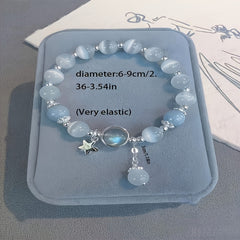 Elegant Gray Cat's Eye Glass Bracelet - Luxurious Everyday Accessory for Intuition & Protection