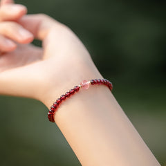 Bohemian Multi-Layer Beaded Bracelet - Wine Red, Pink & Gold Crystals for Elegance & Spiritual Energy