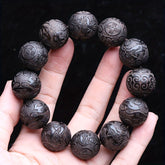 1pc 20mm Hand-Carved Wooden Beads Bracelet - Prosperity Charm for Spiritual Harmony