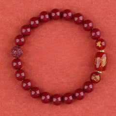 Zodiac Bracelet with Cinnabar Beads & Golden Charms - Traditional Chinese Energy Protection & Wealth Attraction