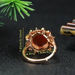 Elegant Red Agate Adjustable Ring for Women Prosperity & Spiritual Protection
