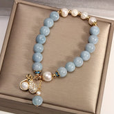 Natural Aquamarine Lucky Bag Bracelet — Harmony, Protection & Prosperity Energy Jewelry