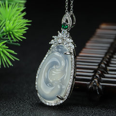 White Ruyi Pendant Necklace for Good Fortune and Spiritual Harmony