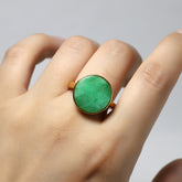 Natural Green Stone Ring - Harmony & Balance for Couples Beach Festivals