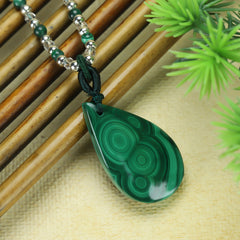 Retro Water Drop Peacock Stone Pendant for Emotional Balance & Harmony