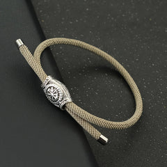 Handmade Nylon Rope Bracelet - Adjustable Viking Bangle with Nordic Runes for Strength & Protection