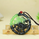 Hollow Flower Pattern Imitation Jade Round Pendant - Harmony & Spiritual Protection