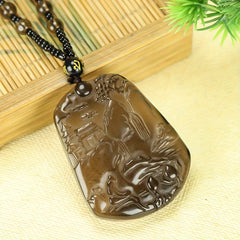 Natural Stone Ice Transparent Mountain Waterfall Pendant for Men Relaxed Style No Plating No Setting