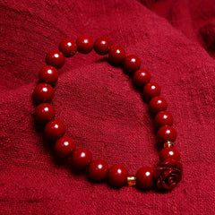 Rose Cinnabar Beaded Stretch Bracelet - Amass Fortunes with Natural Energy