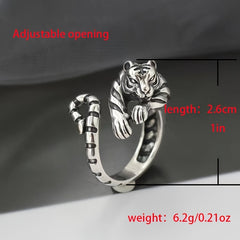 925 Silver Tiger Ring for Courage & Protection - New Vintage Chinese Zodiac Design